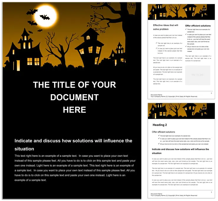Spooky Halloween Cityscape Word Template - Customizable Halloween Writing Template