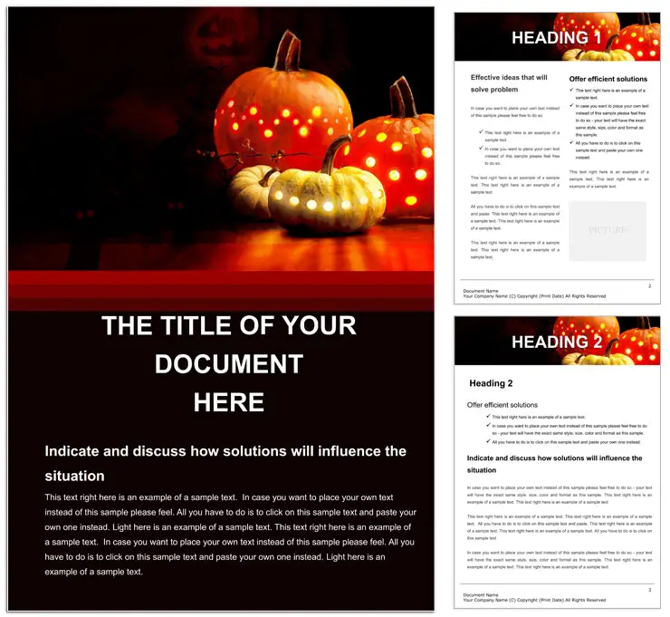 Halloween Pumpkin Word document template design