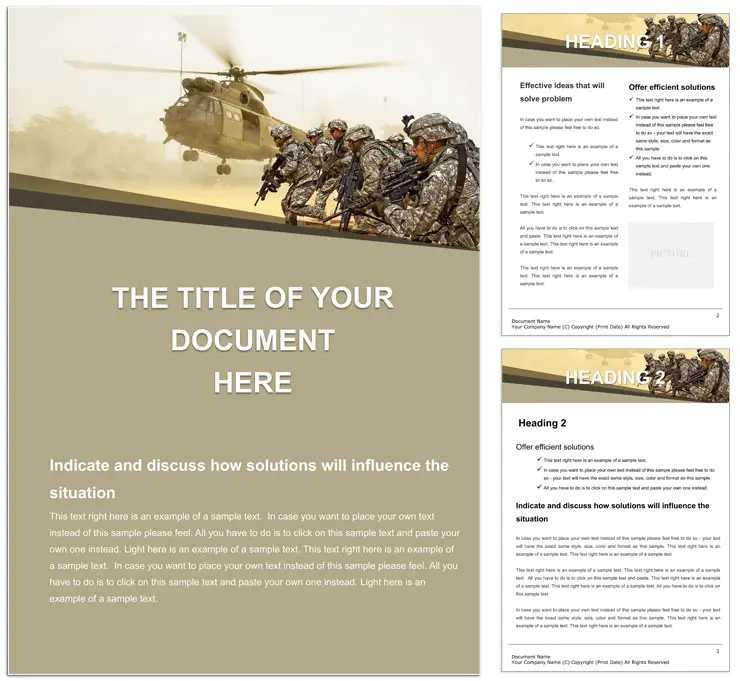 Helicopter Gunships and Soldiers Word template