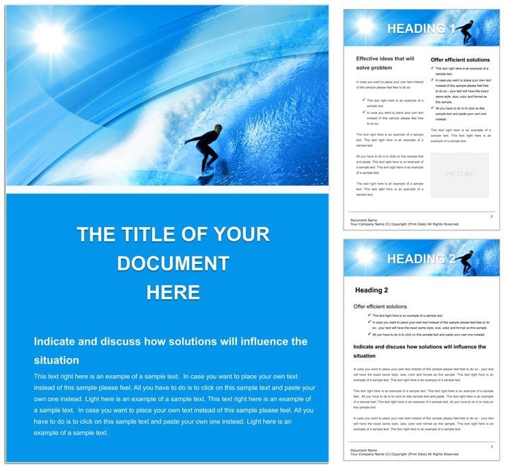 Surfing Word document template design