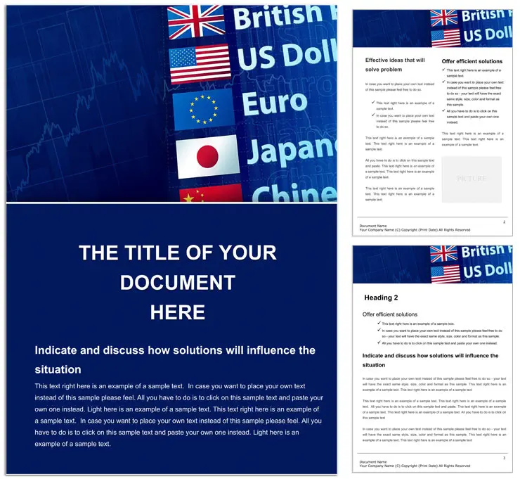 Currency World Word document template design